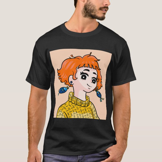 Mädchen mit Fischohrringen T-Shirt (Vorderseite)