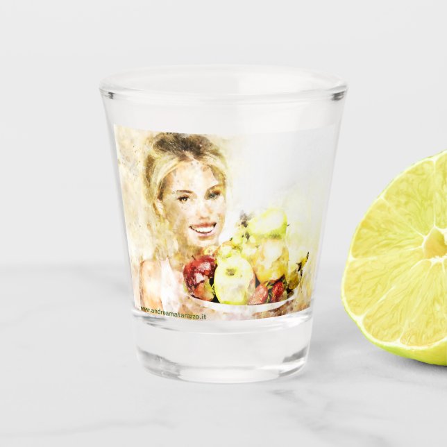 Mädchen mit Früchten Schnapsglas (Vorderseite)