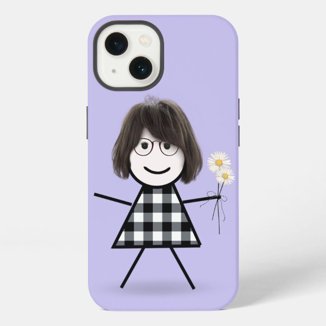 Mädchen mit Gänseblümchen  iPhone Hülle (Rückseite)