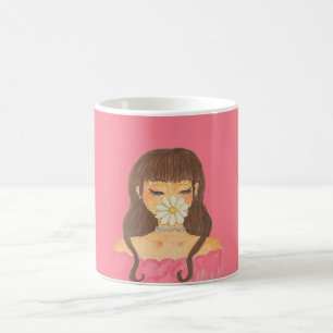 Mädchen mit Gänseblümchen Rosa Kleid Kaffeetasse