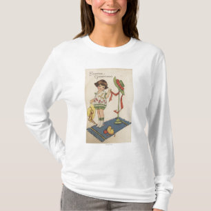 Mädchen mit gelbem Hut und Küken T-Shirt