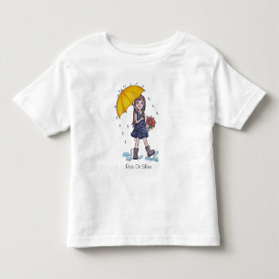 Mädchen mit gelbem Regenschirm in Wasserfarbe Kleinkind T-shirt
