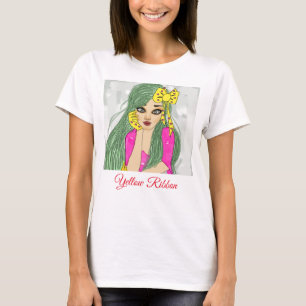 Mädchen mit gelbem Ribbon-T - Shirt
