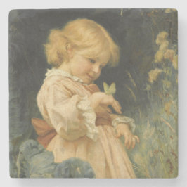 Mädchen mit gelbem Schmetterling (von Frederick Mo Steinuntersetzer