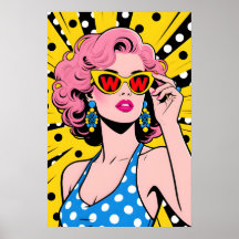 Mädchen mit gelber Sonnenbrille Pop Art