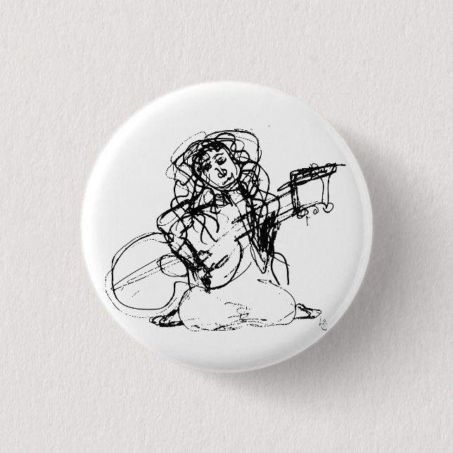 Mädchen mit Gitarre Button (Vorderseite)