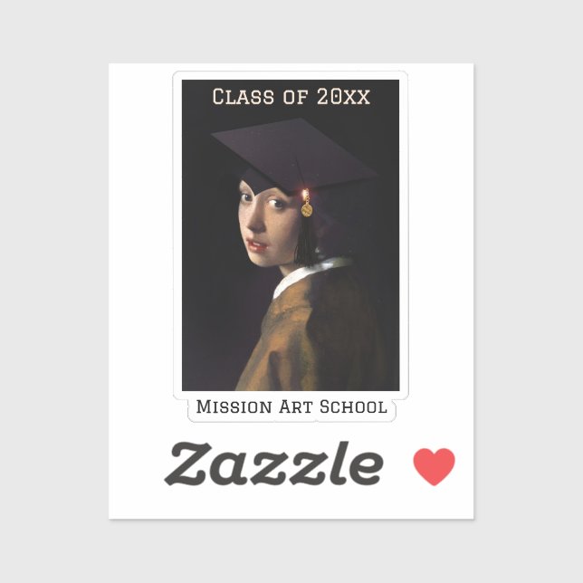 Mädchen mit Grad Cap Abschluss Aufkleber (Blatt)