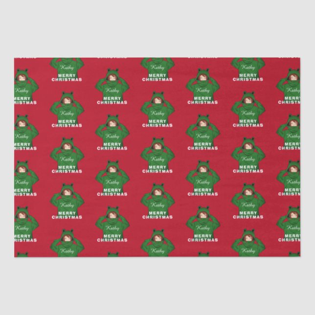 Mädchen mit Green Frog Hoody Zeichnend Weihnachten Seidenpapier (Vorderseite)