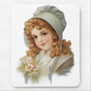 Mädchen mit grünem Bonnet Mousepad