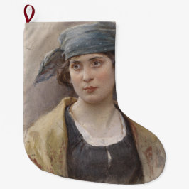 Mädchen mit grünem Kopftuch (von Ludwig Passini) Großer Weihnachtsstrumpf