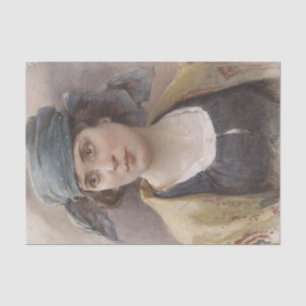 Mädchen mit grünem Kopftuch (von Ludwig Passini) Seidenpapier