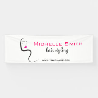 Mädchen mit Haarstyling-Symbol Banner