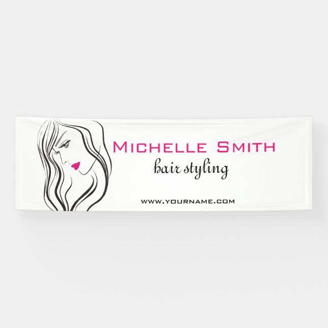 Mädchen mit Haarstyling-Symbol Banner (Horizontal)