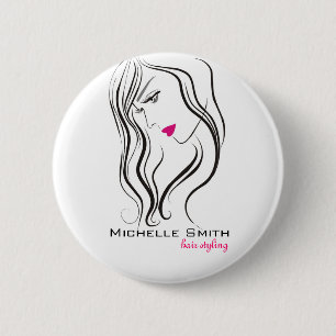 Mädchen mit Haarstyling-Symbol Button