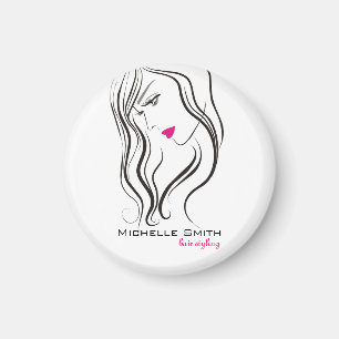 Mädchen mit Haarstyling-Symbol Magnet