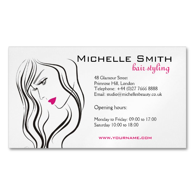 Mädchen mit Haarstyling-Symbol Magnetische Visitenkarte (Vorderseite)