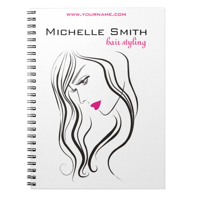 Mädchen mit Haarstyling-Symbol Notizblock (Vorderseite)