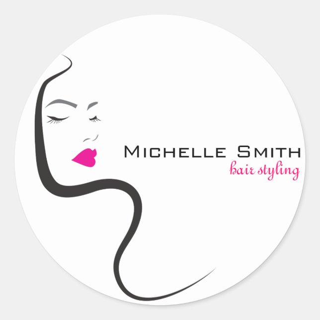 Mädchen mit Haarstyling-Symbol Runder Aufkleber (Vorderseite)