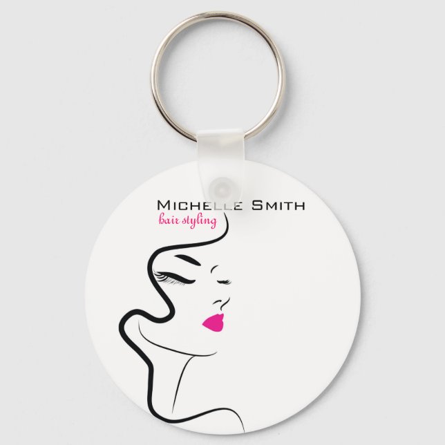 Mädchen mit Haarstyling-Symbol Schlüsselanhänger (Vorderseite)