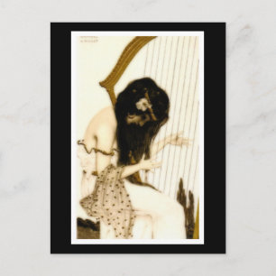 Mädchen mit Harp Postkarte