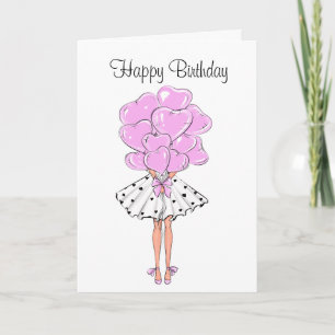 Mädchen mit Herzblasen Geburtstag Karte