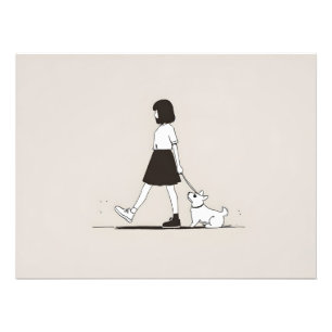 Mädchen mit Hund Fotodruck