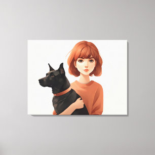Mädchen mit Hund Leinwanddruck