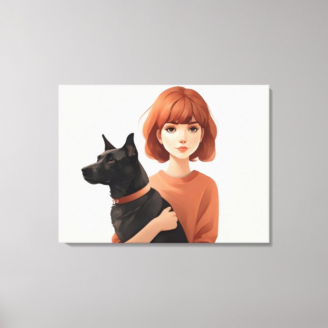 Mädchen mit Hund Leinwanddruck (Vorderseite)