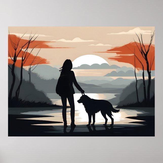 Mädchen mit Hund Poster (Vorne)