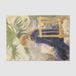 Mädchen mit Hund von Berthe Morisot Seidenpapier
