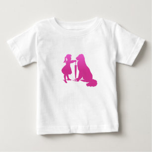 Mädchen mit Hunde Kinderzimmer Silhouette Gradient Baby T-shirt