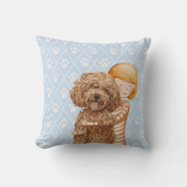 Mädchen mit Hundemalereien/Labradoodle Liebe Kissen