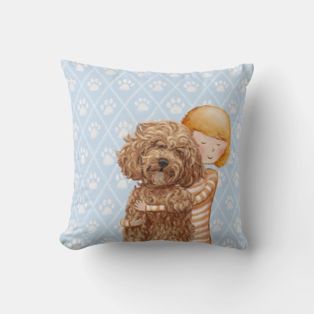 Mädchen mit Hundemalereien/Labradoodle Liebe Kissen (Vorderseite)