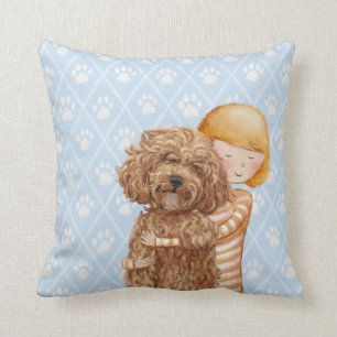 Mädchen mit Hundemalereien/Labradoodle Liebe Kissen