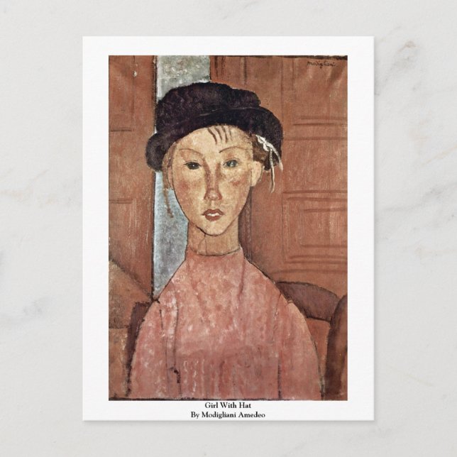 Mädchen mit Hut von Modigliani Amedeo Postkarte (Vorderseite)