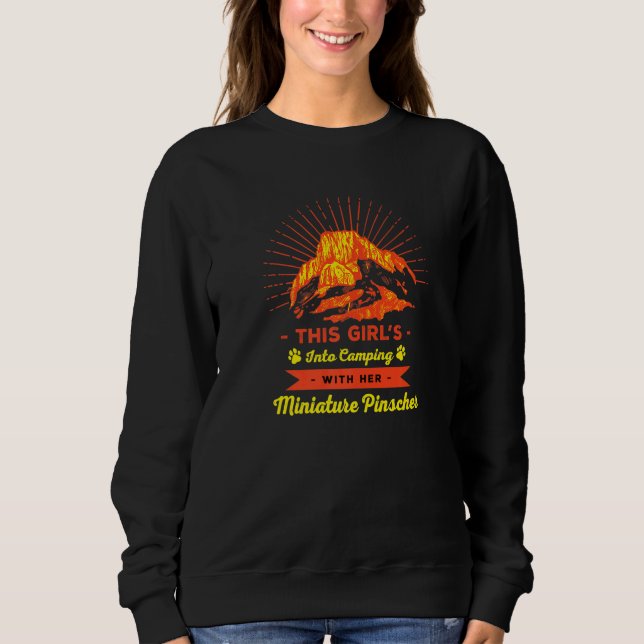 Mädchen mit ihrem Pinscher Miniatur ins Camping Sweatshirt (Vorderseite)