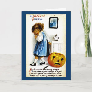 Mädchen mit Jack o' Lantern Karte
