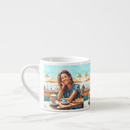 Mädchen mit Kaffeepause Espressotasse