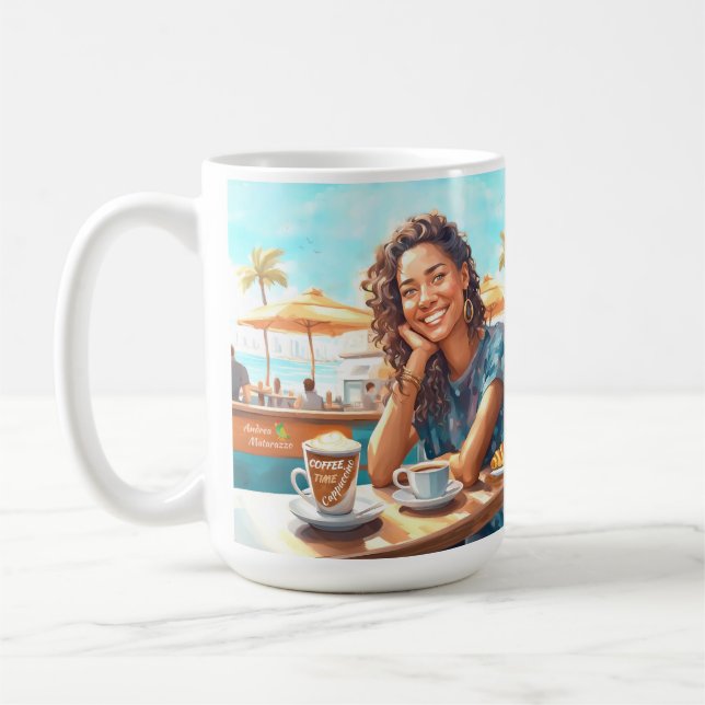 Mädchen mit Kaffeepause Kaffeetasse (Links)