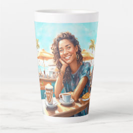 Mädchen mit Kaffeepause Milchtasse