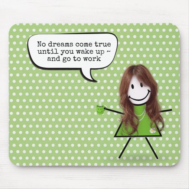 Mädchen mit Kaffeetasse und Zitat Mousepad (Vorne)