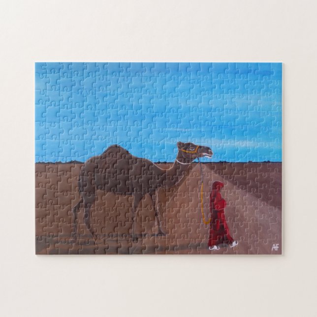 Mädchen mit Kamel Gemälde von Alfred Fox (Horizontal)