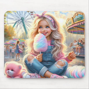 Mädchen mit Karneval Zuckerwatte Mousepad