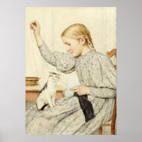 Mädchen mit Katze, Albert Anker