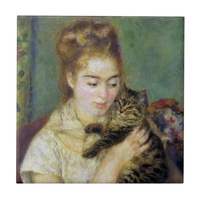 Mädchen mit Katze von Renoir Fliese (Vorderseite)