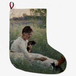 Mädchen mit Katzen in einer Sommerlandschaft (Kätz Großer Weihnachtsstrumpf