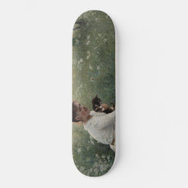 Mädchen mit Katzen in einer Sommerlandschaft (Kätz Skateboard
