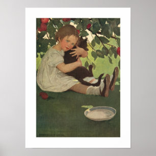 Mädchen mit Kitten Poster