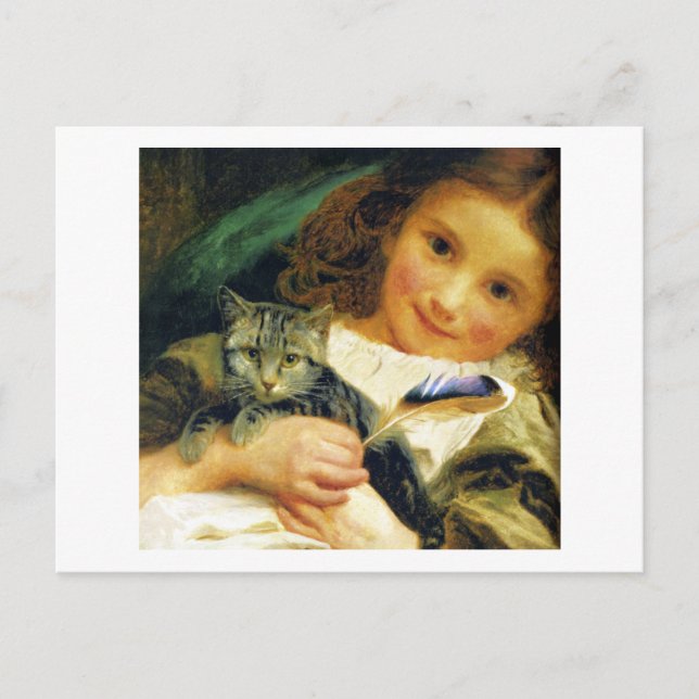 Mädchen mit Kitten, Sophie Anderson Postkarte (Vorderseite)