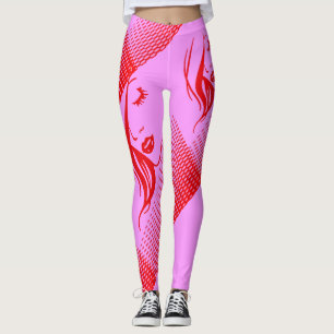 Mädchen mit langem Haar auf rosa mit Rot Leggings